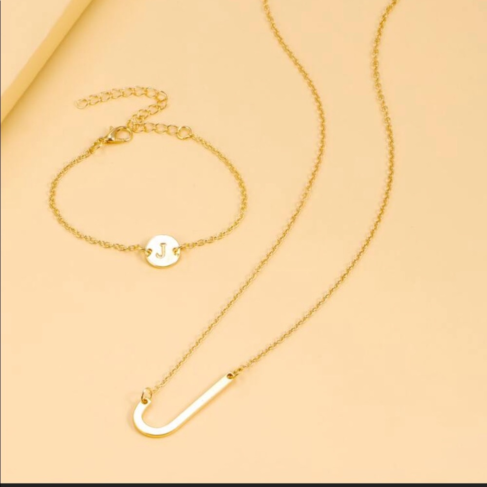 Letter  “J” initial necklace and bracel…